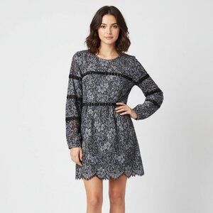 REVOLVE For Love & Lemons Theodora Bell Sleeve Mini Dress Lace Purple Small